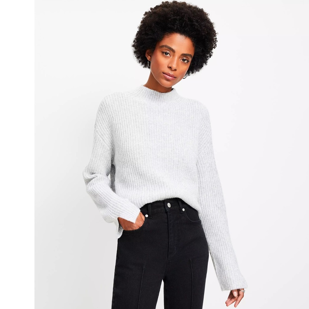 LOFT Ribbed Mock Neck Sweater